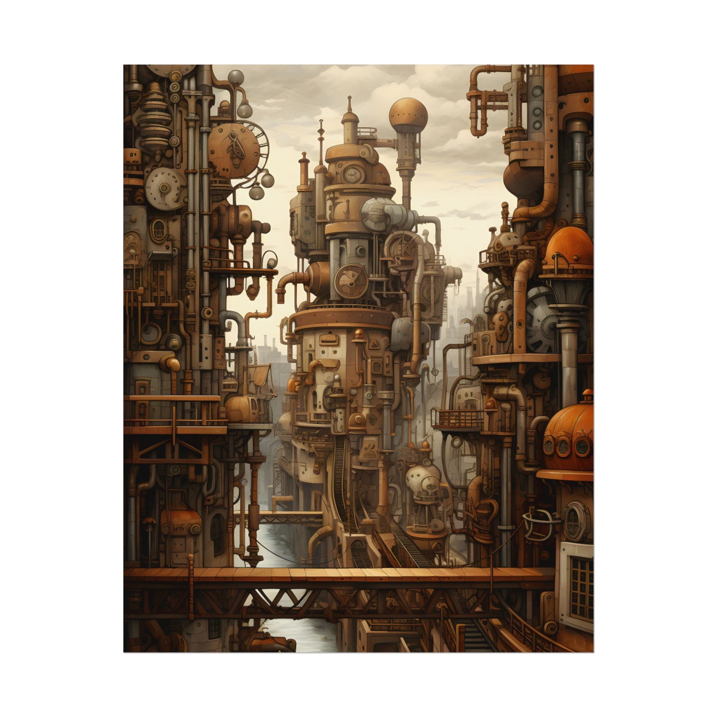 Steampunk Cityscape: Vintage Parisian Dreamscape - Poster