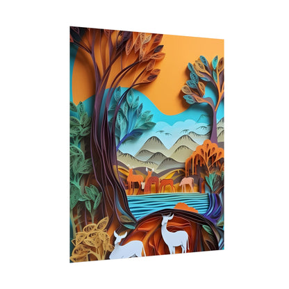 Vibrant African Landscape: Eye-Catching Paper Quilling Art - Poster