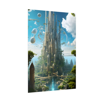 Breathtaking Floating City: Urban Waterways Digital Art - Poster