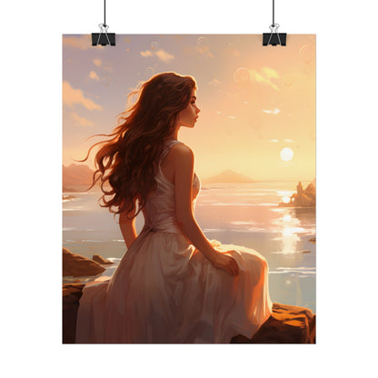Vibrant Beach Scene: Summer Day with Sun-Kissed Figure - Poster