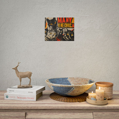 Red Cats in Soviet Motion: A Playful Poster Art - Poster