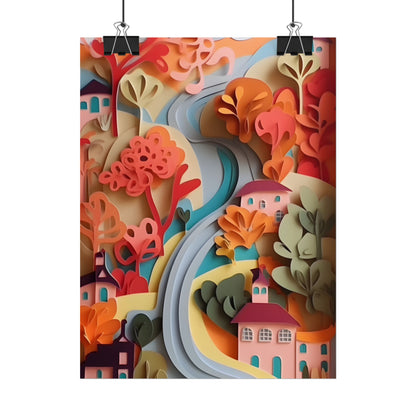 Intricate European Landscape: Paper Quilling Artwork - Poster
