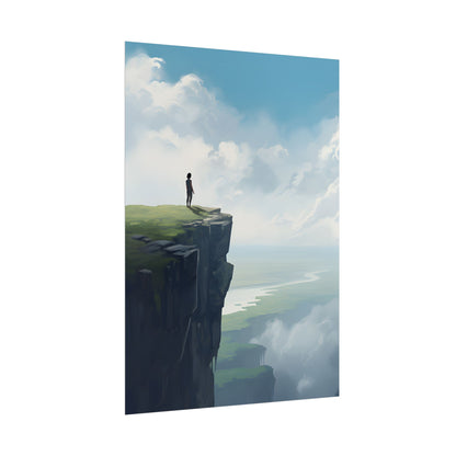 Spring Afternoon Outdoor Scene: Person Walking on Sidewalk - Poster