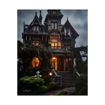 Spooky Victorian Mansion: Atmospheric Haunted Artwork - Poster