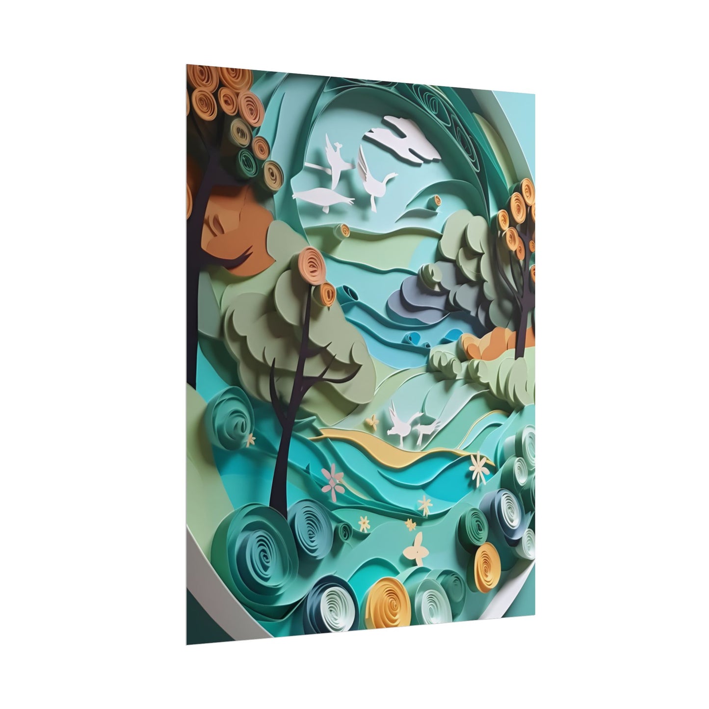 Eye-Catching Beach Landscape: Paper Quilling Art - Poster