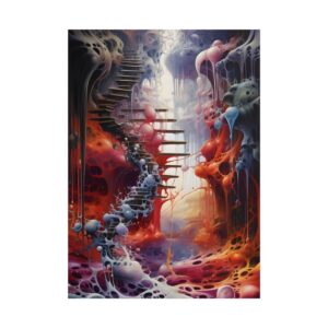 Surreal Staircase with Dripping Forms Poster