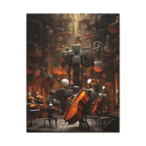 Robots Playing Orchestra Music Canvas Print