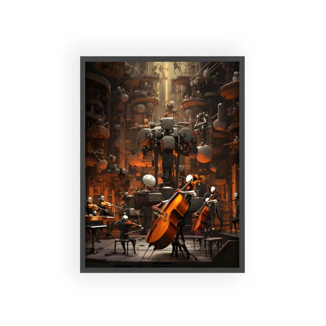 6 Sentient Robot Musicians: A Symphony of Artistic Expression - Framed Poster