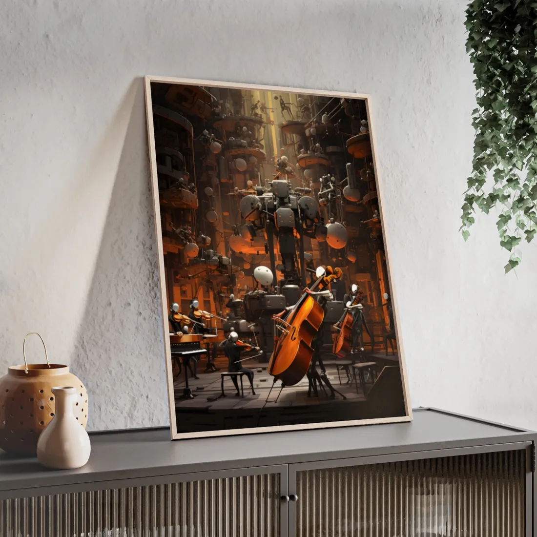 6 Sentient Robot Musicians: A Symphony of Artistic Expression - Framed Poster