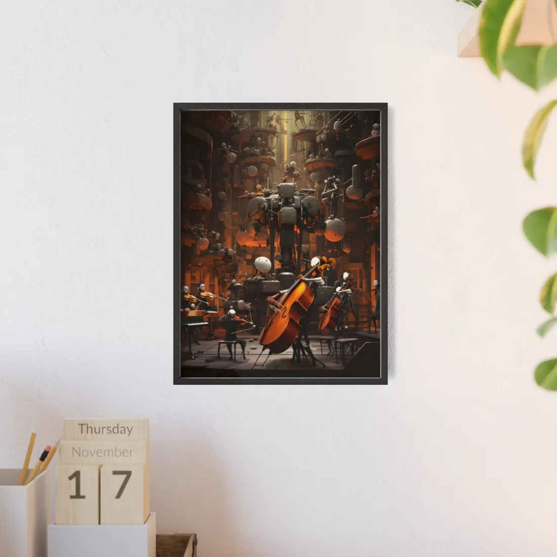 6 Sentient Robot Musicians: A Symphony of Artistic Expression - Framed Poster