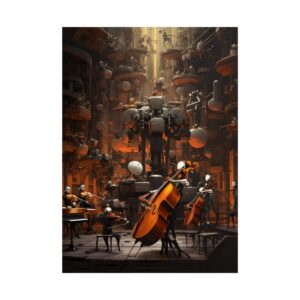 Robots Playing Orchestra Music Poster