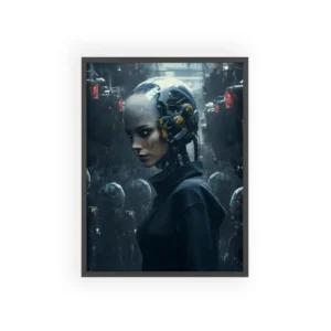 Cyborg Woman Among Robots Framed Poster