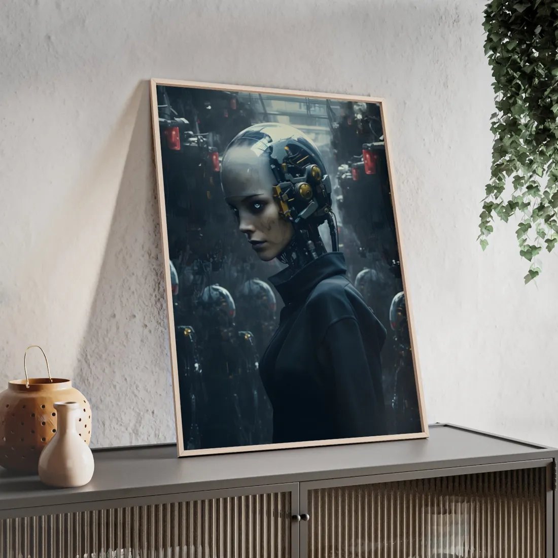 A group of charismatic thieves pull off a daring robotic art heist - Action - Framed Poster