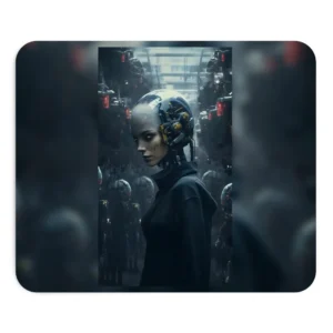Cyborg Woman Among Robots Mouse Pad