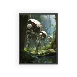 Robots in Forest by Stream Framed Poster