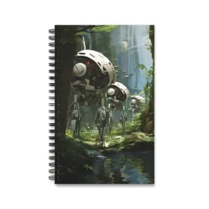 Robots in Forest by Stream Spiral Notebook