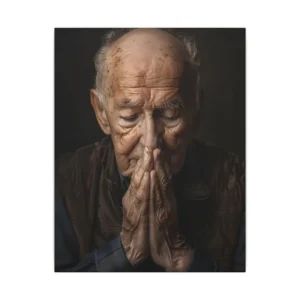 Elderly Man Praying Portrait Canvas Print