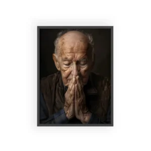 Elderly Man Praying Portrait Framed Poster