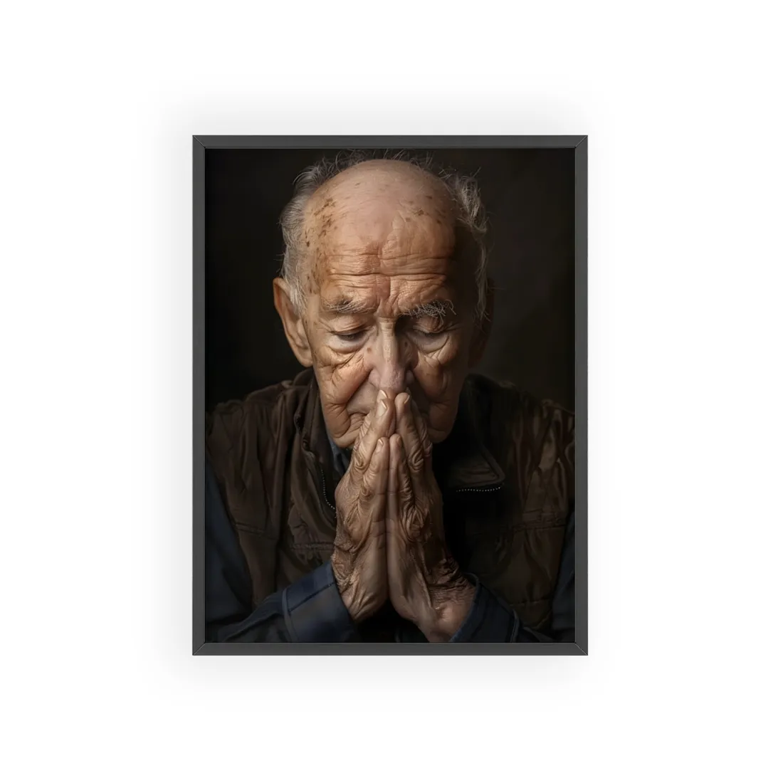 A Moment in Time: Gentle Aged Man in Formal Contemplation - Framed Poster