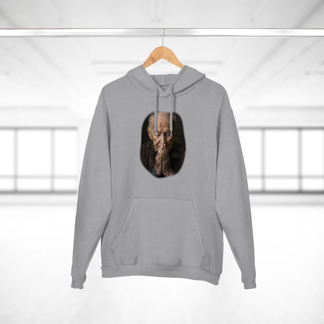 A Moment in Time: Gentle Aged Man in Formal Contemplation - Hoodie (Heather Grey)