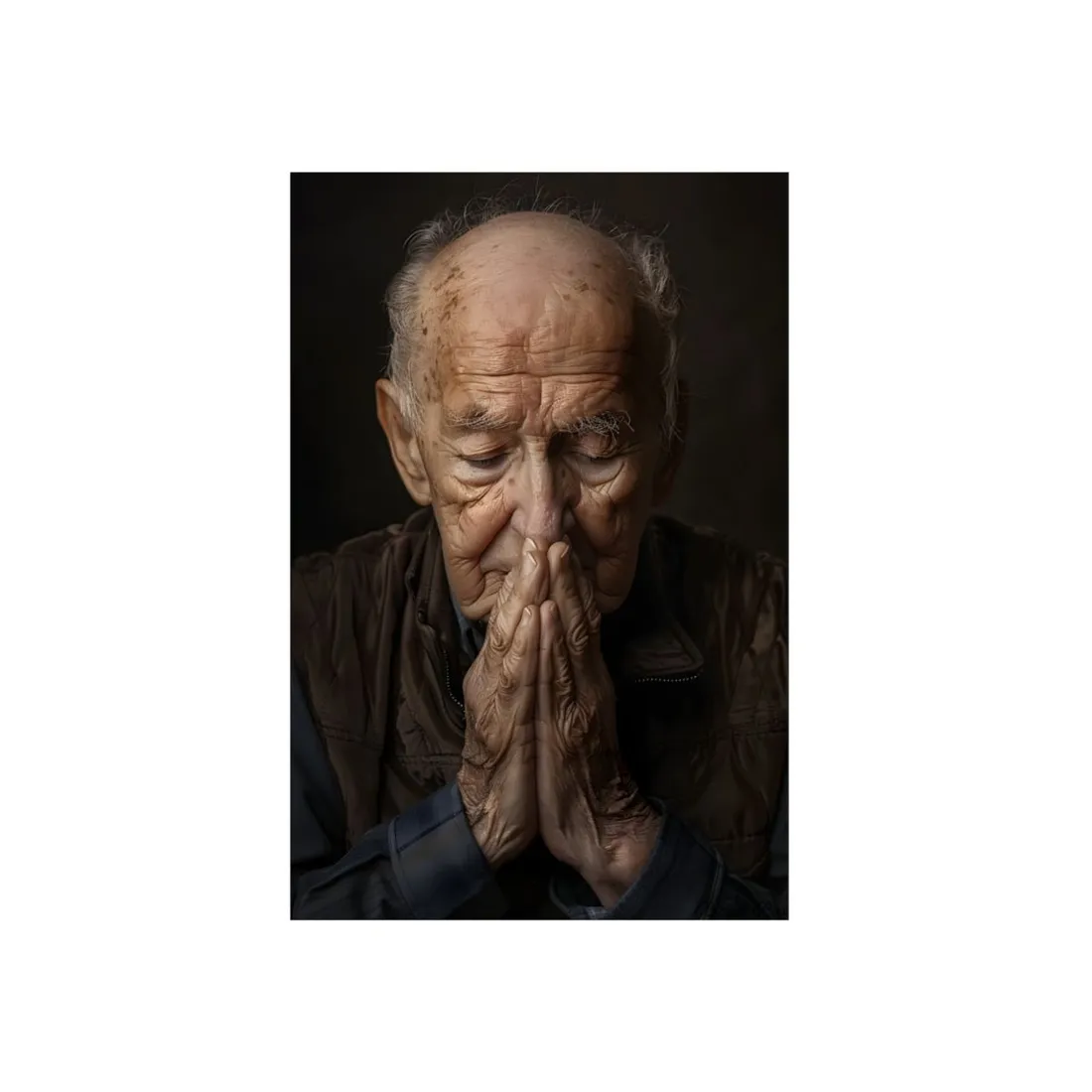 A Moment in Time: Gentle Aged Man in Formal Contemplation - Metal Poster