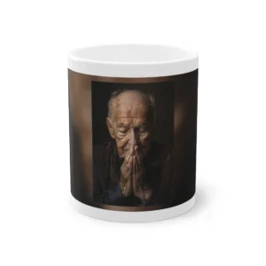 Elderly Man Praying Portrait Mug