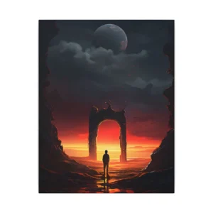 Figure Before Stone Archway Canvas Print
