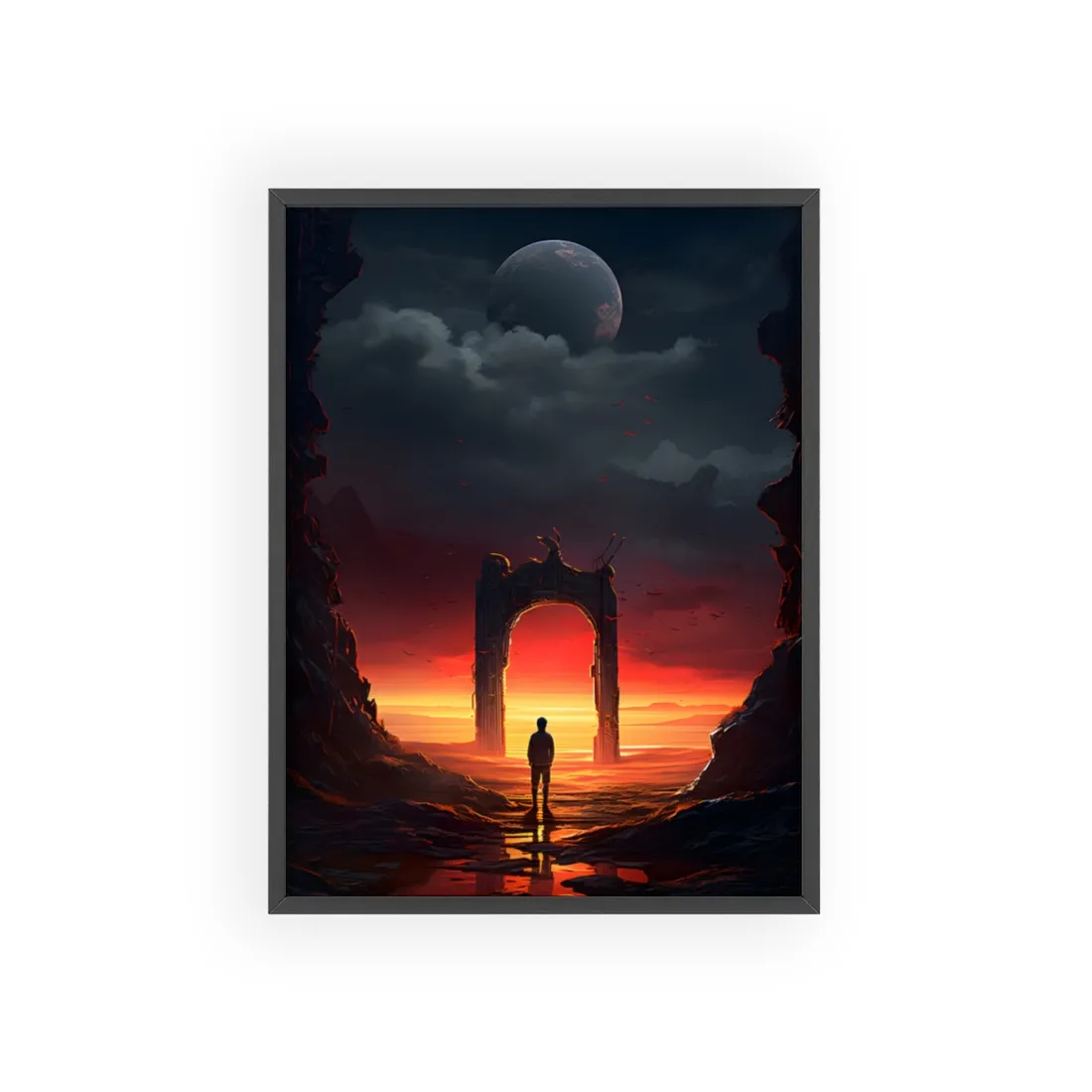 A Moment of Stillness: Phone in Quiet Indoor Setting - Framed Poster