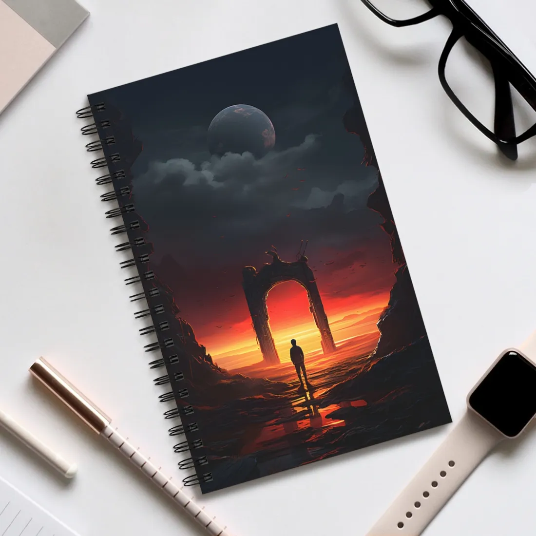 A Moment of Stillness: Phone in Quiet Indoor Setting - Spiral Notebook
