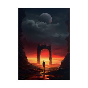 Figure Before Stone Archway Poster
