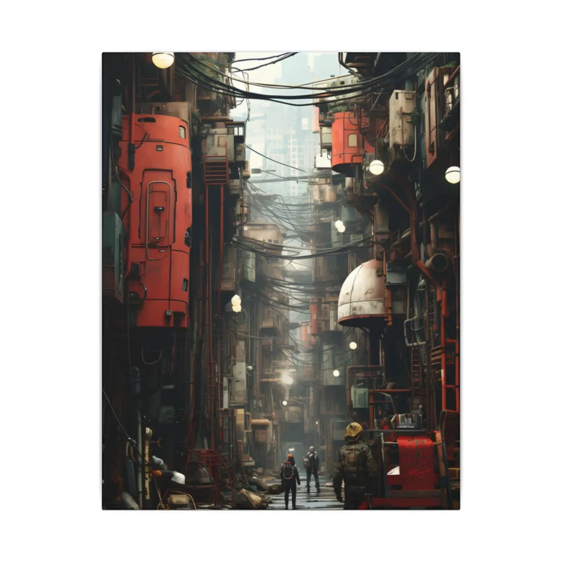 A New Era Unfolds: Post-Apocalyptic Steampunk Cityscape - Canvas