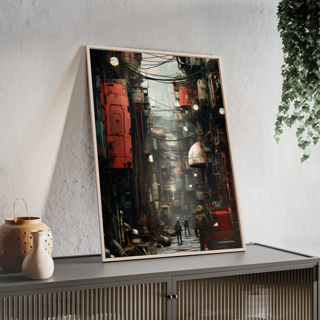 A New Era Unfolds: Post-Apocalyptic Steampunk Cityscape - Framed Poster