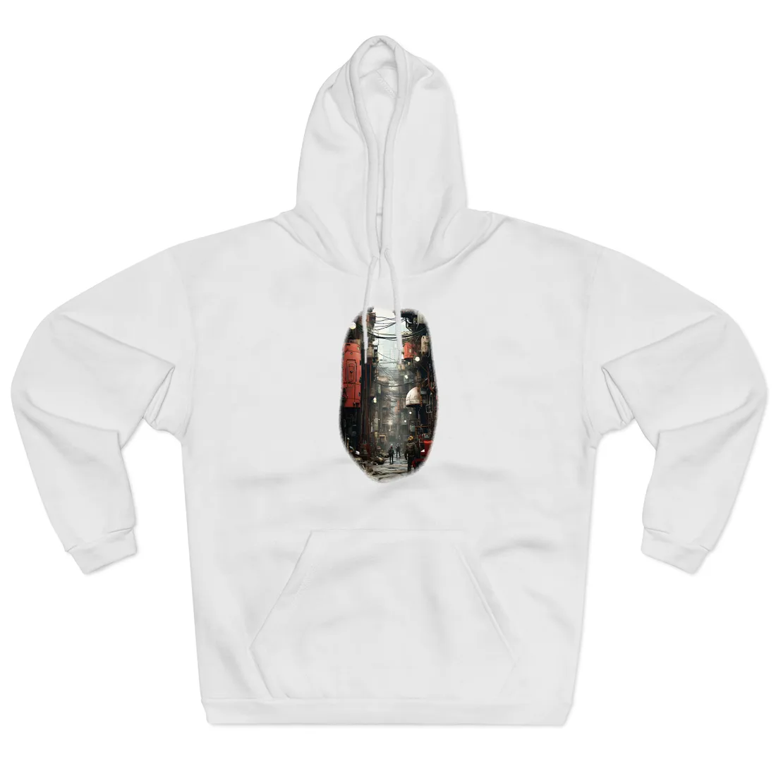 A New Era Unfolds: Post-Apocalyptic Steampunk Cityscape - Hoodie (White)