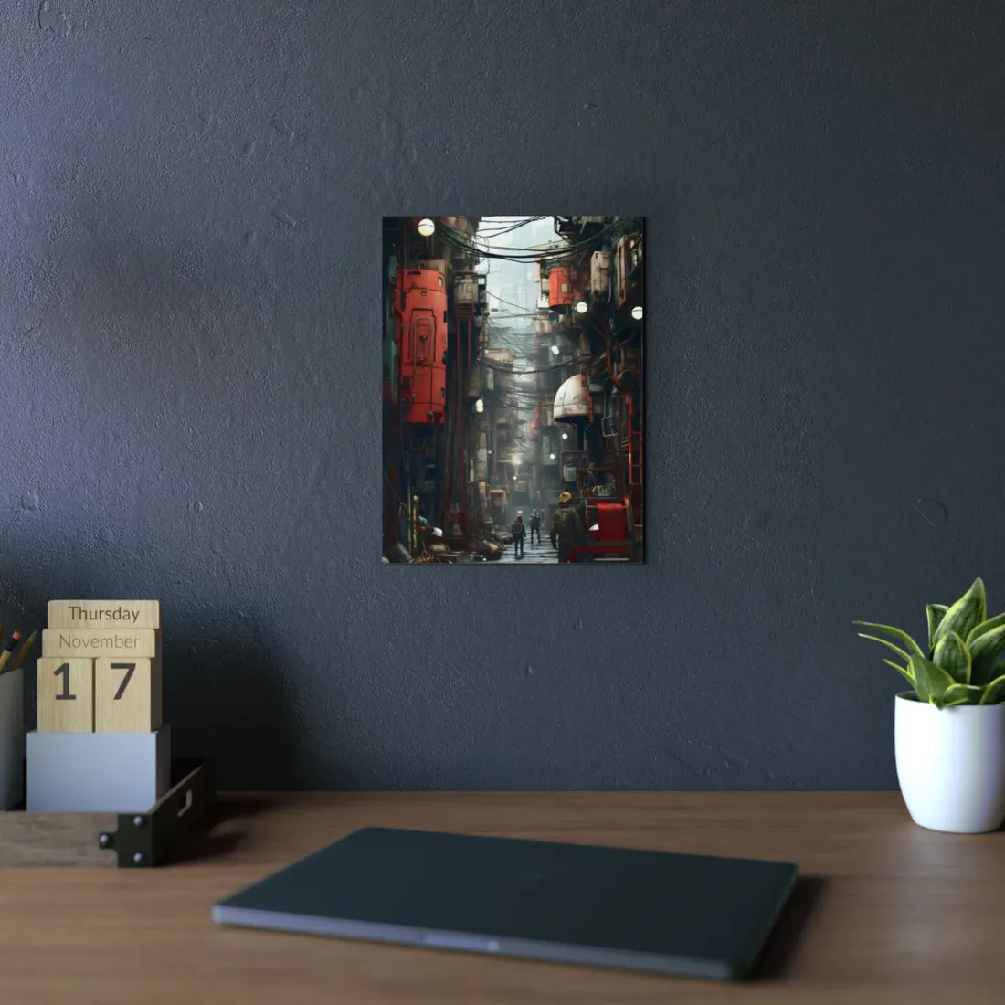A New Era Unfolds: Post-Apocalyptic Steampunk Cityscape - Metal Poster