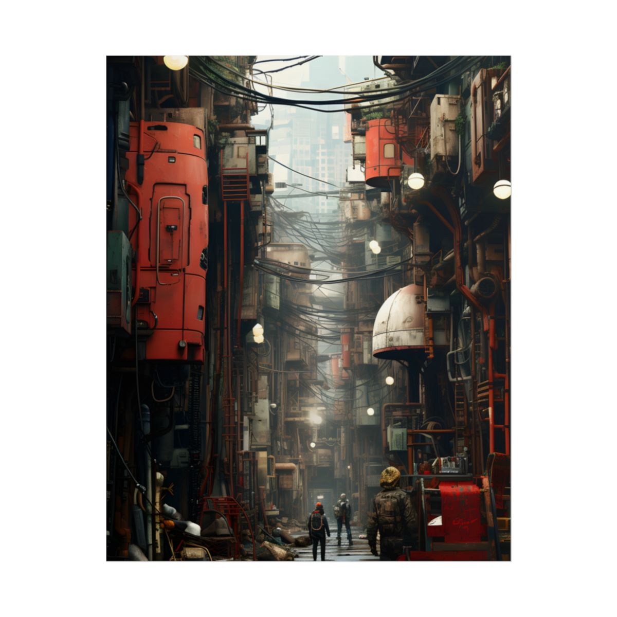 A New Era Unfolds: Post-Apocalyptic Steampunk Cityscape - Poster