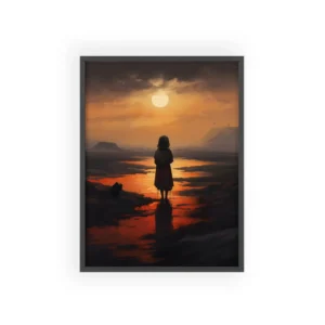 Figure in Cloak at Sunset Framed Poster
