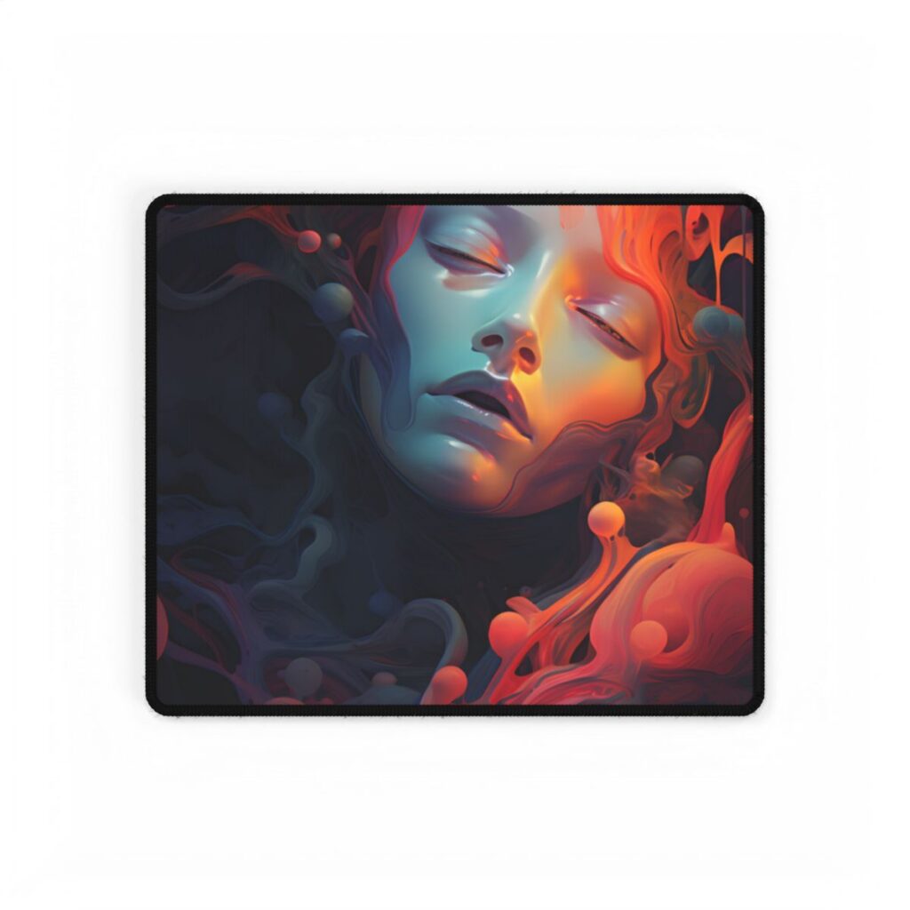 Abstract Cyber Dreamscape: Digital Artwork - Desk Mat