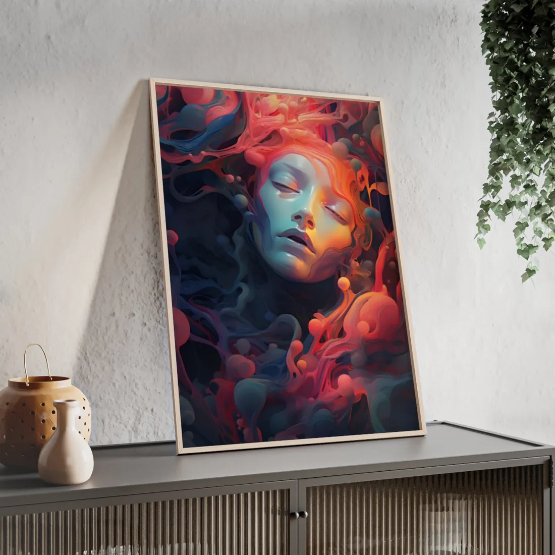 Abstract Cyber Dreamscape - Framed Poster