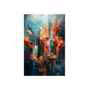 Abstract Orange and Blue Skyline Metal Poster