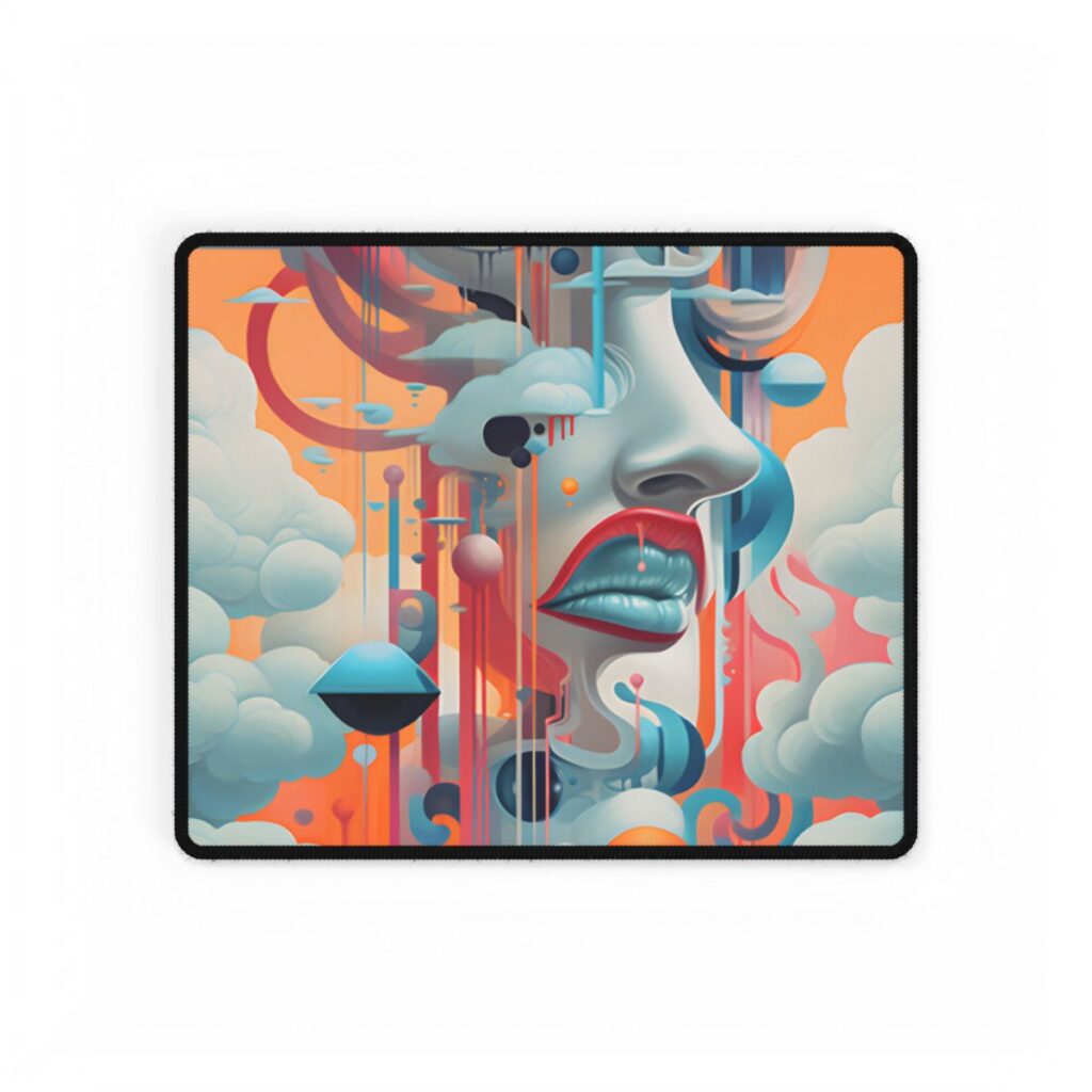 Abstract Digital Art: Dynamic Geometric Dreamspace - Desk Mat