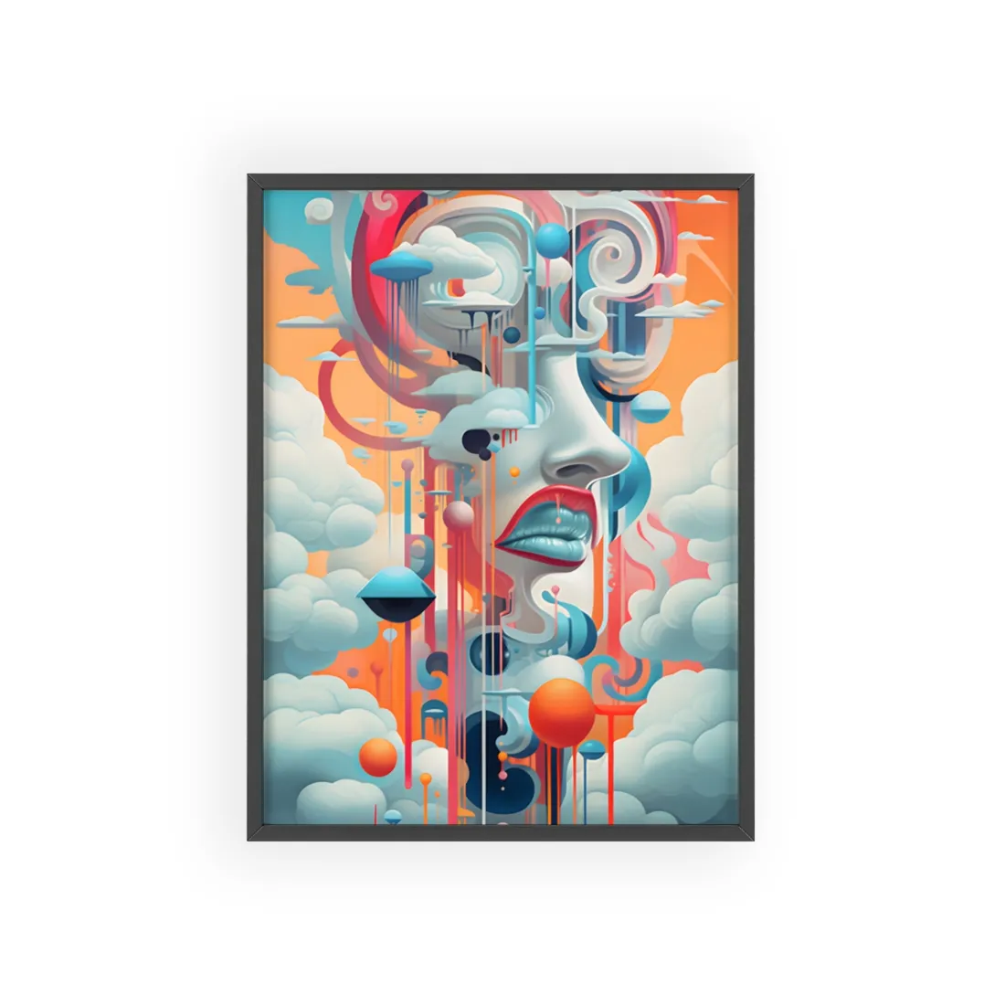 Abstract Digital Art: Dynamic Geometric Dreamspace - Framed Poster