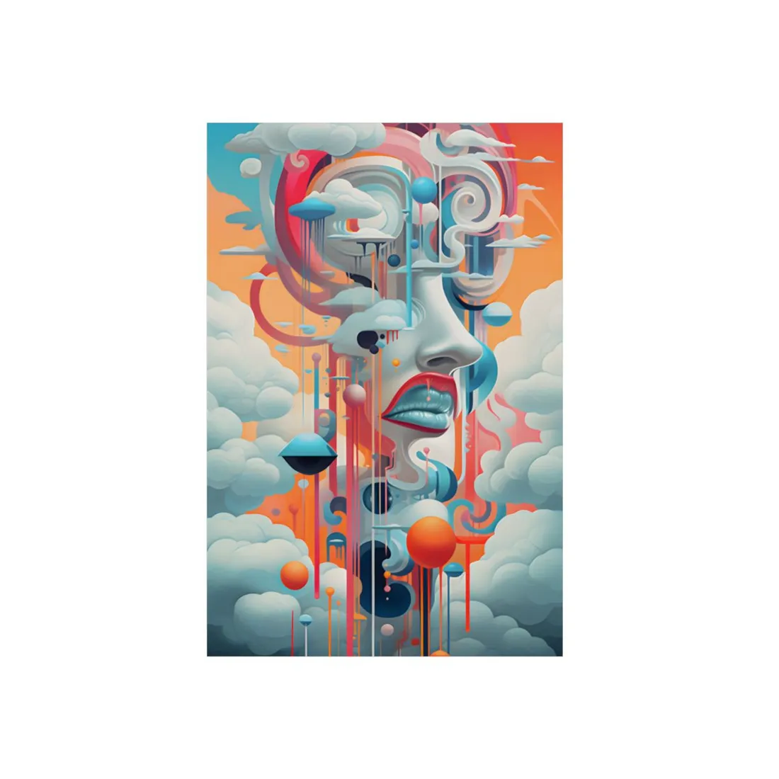 Abstract Digital Art: Dynamic Geometric Dreamspace - Metal Poster