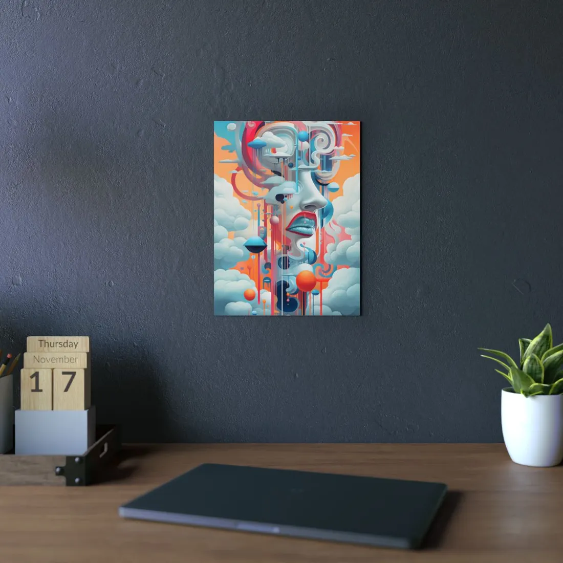 Abstract Digital Art: Dynamic Geometric Dreamspace - Metal Poster