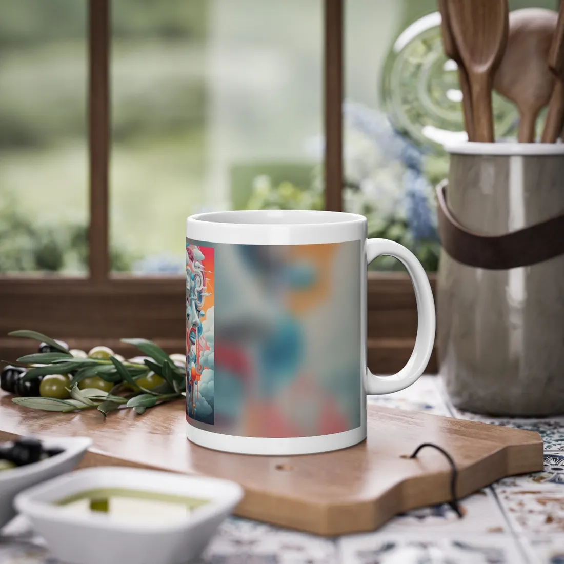 Abstract Digital Art: Dynamic Geometric Dreamspace - Mug