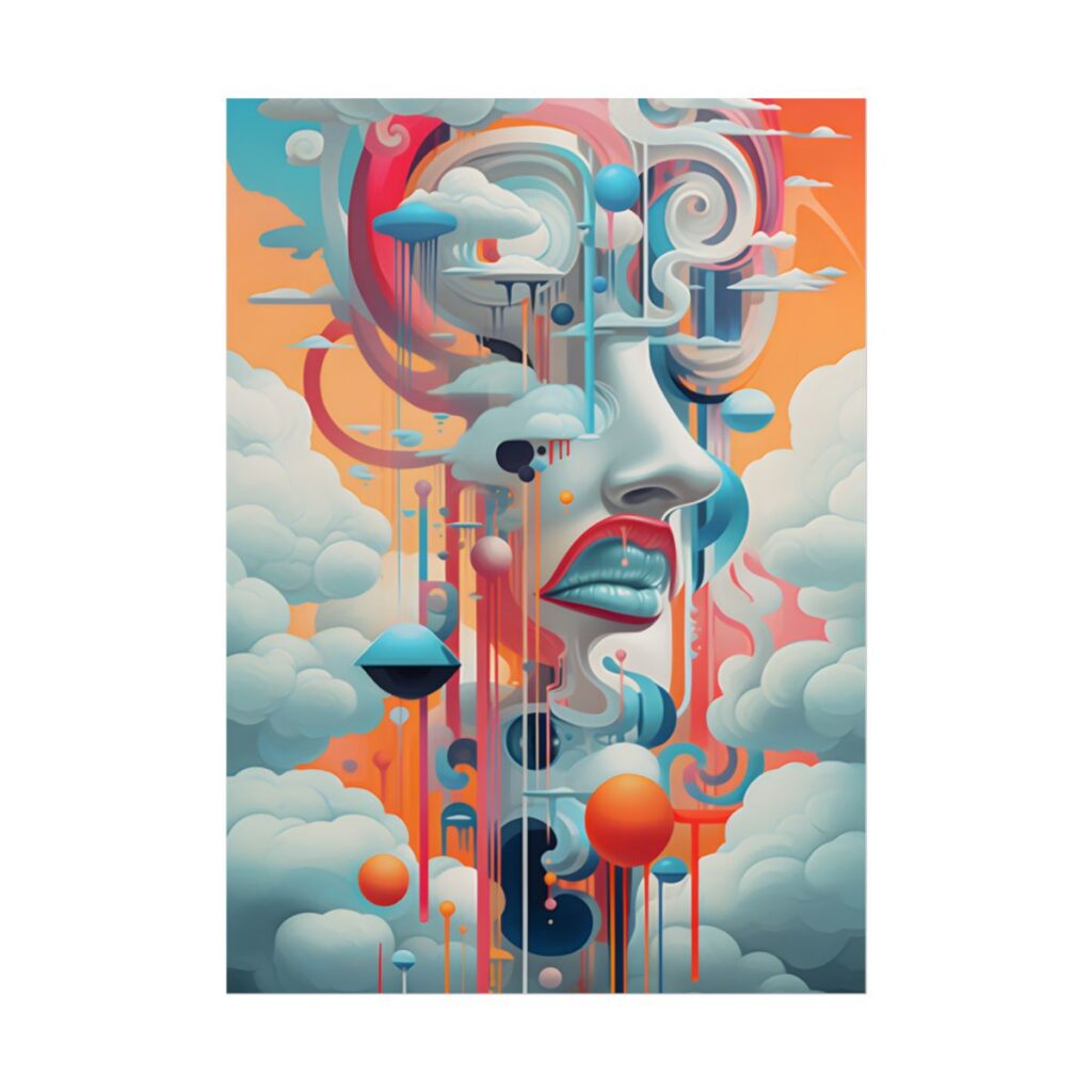 Abstract Digital Art: Dynamic Geometric Dreamspace - Poster