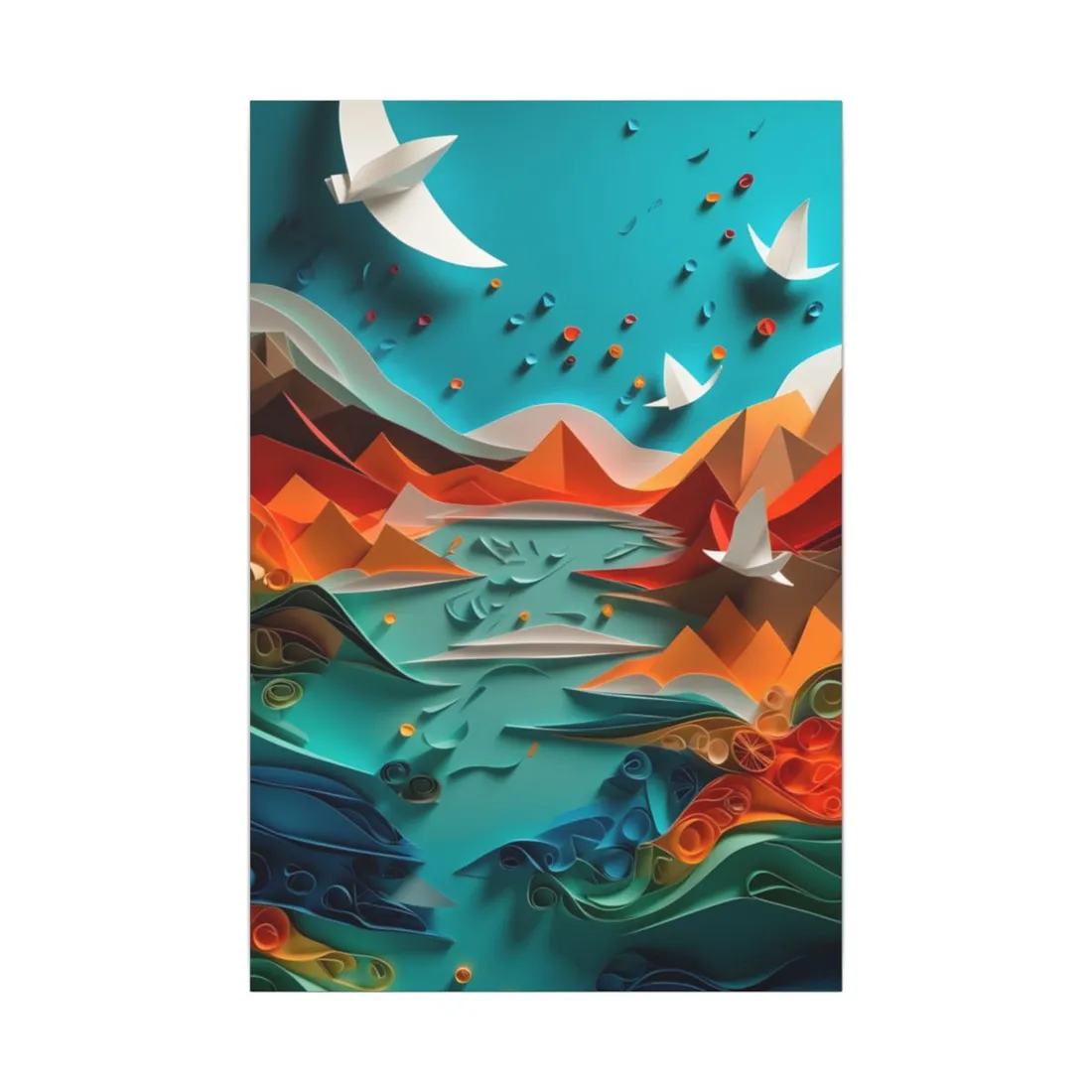 Abstract Geometric Art: Colorful Shapes in Harmony - Canvas