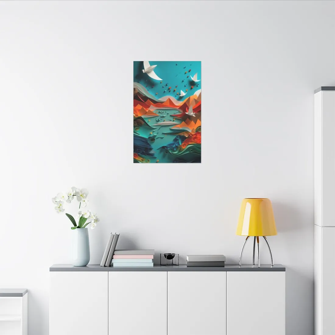 Abstract Geometric Art: Colorful Shapes in Harmony - Canvas