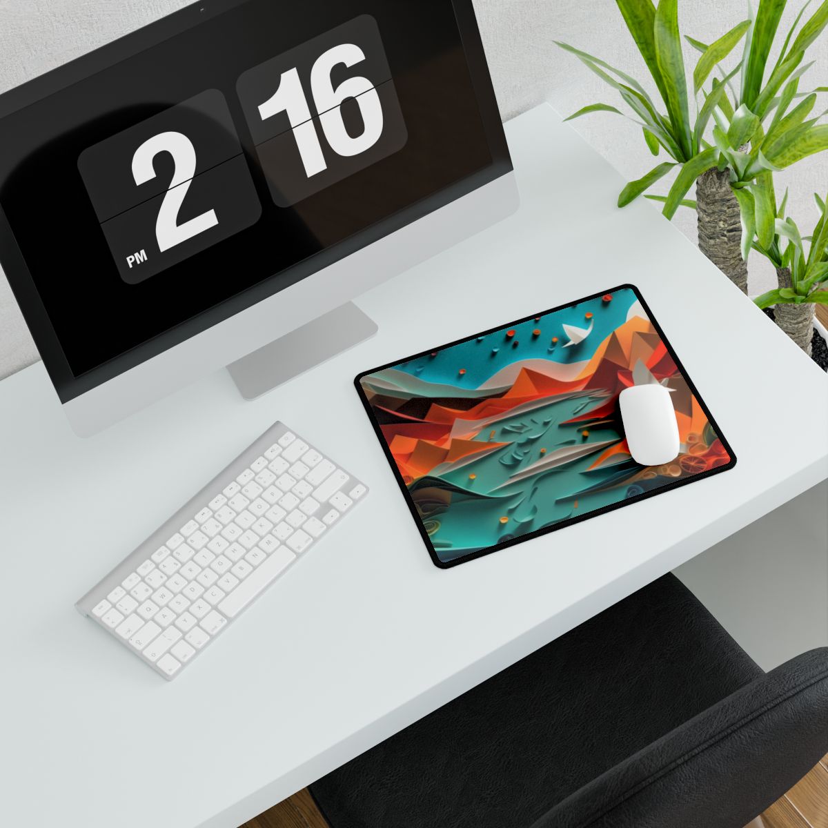 Abstract Geometric Art: Colorful Shapes in Harmony - Desk Mat
