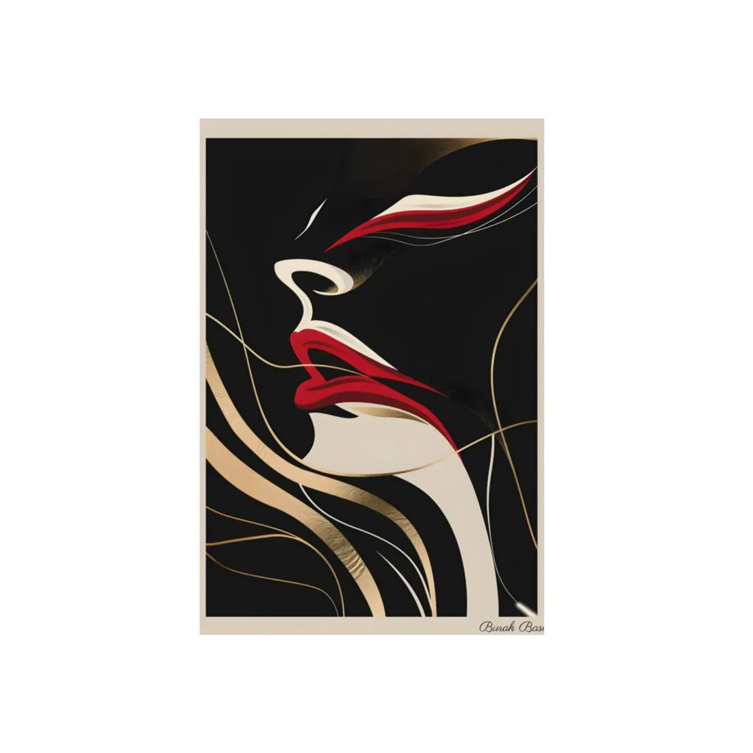 Abstract Swirl Design: Bold Black, White and Red Art - Metal Poster