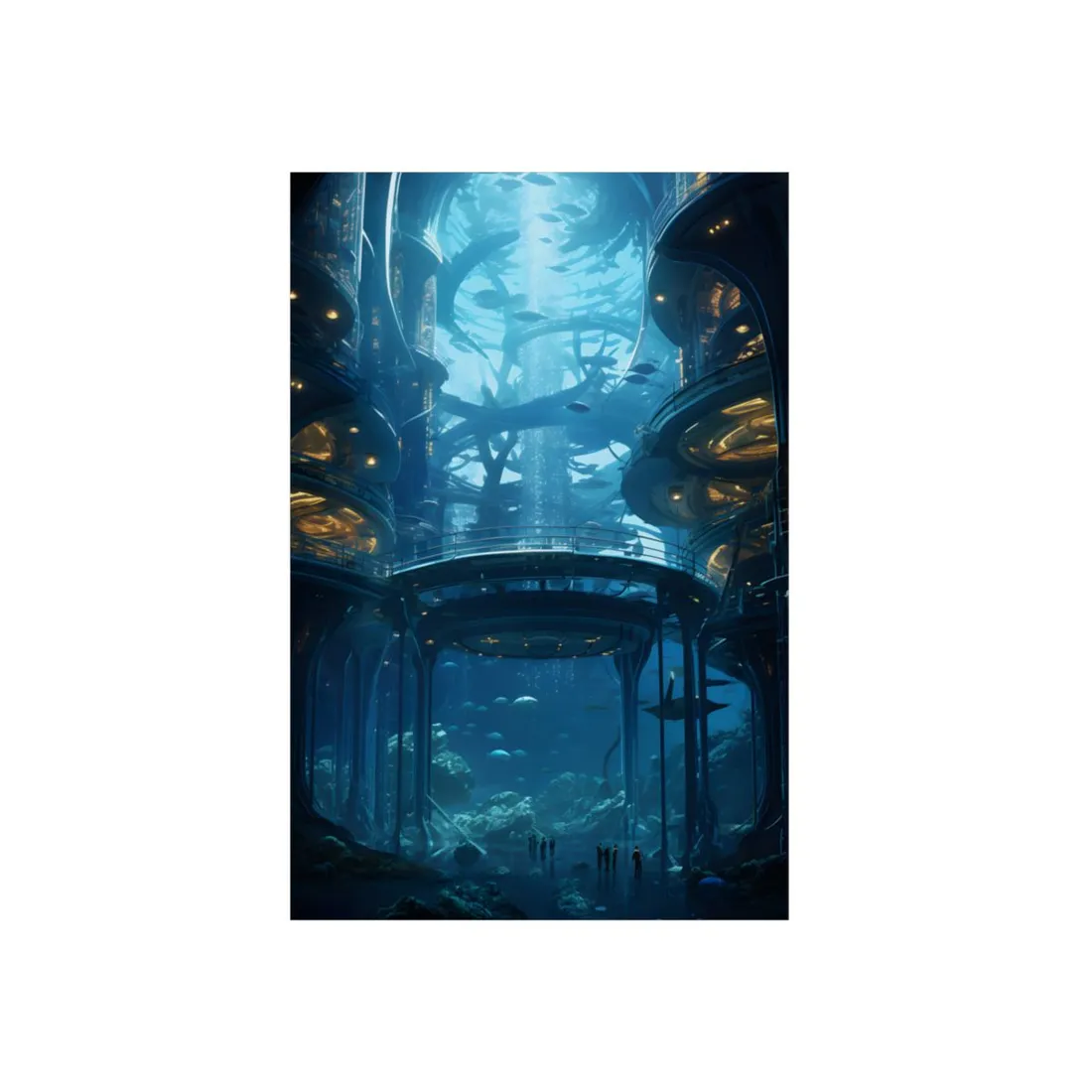 Advanced Underwater City: Visionary Metropol in the Future - Metal Poster